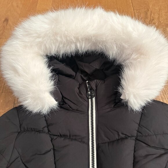 MICHAEL KORS BIG GIRL HEAVY PUFFER JACKET COAT BLACK 10 / 12 HOODED BELTED - Picture 3 of 7